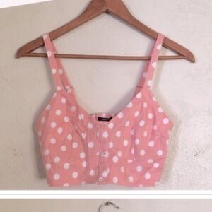 NWT FOREVER 21 F21 Pink and white polka dot cami top women’s size M